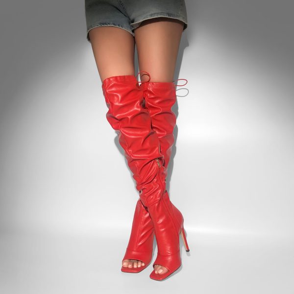 Women's Stiletto Heel Zipper Knee/Thigh High Boots Peep/Close Toe Pull on Long Boots