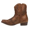 Womens Short Stuff Embossed Snip Toe Casual Boots Ankle Low Heel 1-2" - Brown