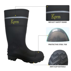 Men's Steel Toe Rain Boots PVC Rubber Boots Waterproof Fishing Boot Outdoor Non-Slip Work Boots