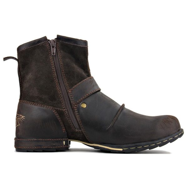 Moto Boots for Men Fashion Zipper-up Leather Chukka Boots Casual Shoes Retro Style OS-5008-1-DA1B1