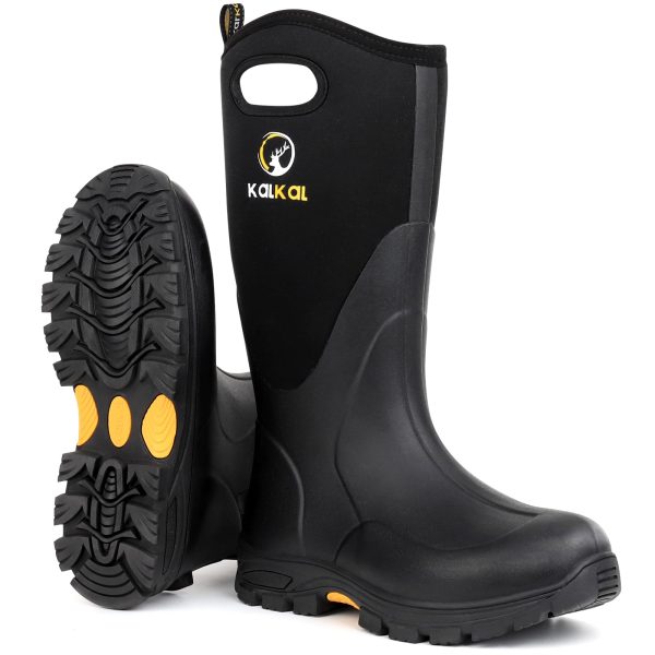 Rubber Boots for Men and Women, Waterproof Insulated Rain Boots, Neoprene Breathable Mud Boots, Outdoor Anti-slip Mens Work