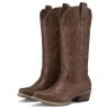 Rollda Cowboy Boots for Women Western Cowgirl Boots with Chunky Heel Ladies Snip Toe Mid-Calf Boots