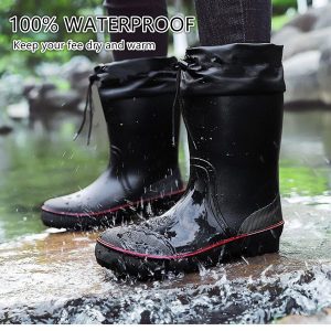 Mens Rain Boots Water boots Waterproof PVC Rubber Boots Outdoor Mud Boots,Comfort Lightweight Mid-Calf Gardening Fishing Shoes