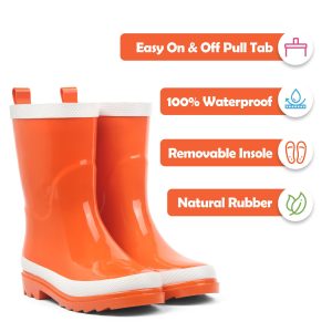 Kids Rain Boots Premium Collection, Waterproof Natural Rubber Boots for Toddlers and Kids