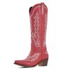 Cowboy Boots for Women Knee High Cowgirl Boots with Classic Embroidered Slip On Pointed Toe Chunky Heel Pull On Fashion Retro