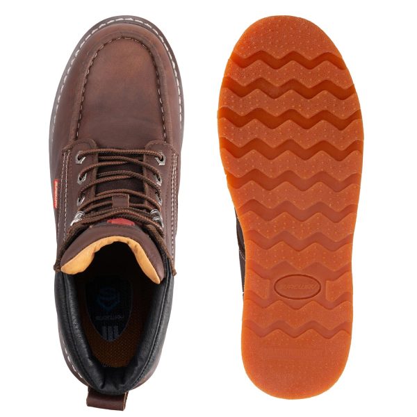 Mens Heavy Duty Soft/Composite/Steel Toe Work Boots for Men-Comfortable,GoodyearWelt,Full Grain Leather,6 in Wedge Moc Toe