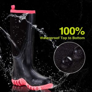Rubber Boots for Women Multi-Season, Waterproof Rain Boots with Steel Shank, 6mm Neoprene Durable Rubber Outdoor Hunting Boots