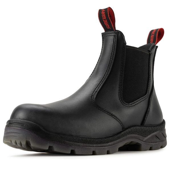 Men's Slip-On Work Boots for Men,Full Grain Leather,Anti-Static,Water/Slip Resistant,Fire Station Mechanic Industrial