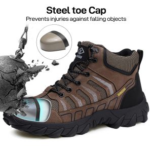 Steel Toe Work Boots for Men Safety Mens Work Boots Comfortable Slip Resistant Composite Toe Construction Shoes