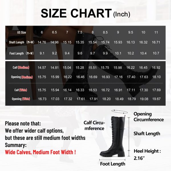 Women's 953 Lace Platform Combat Knee High Boots with Comfort Chunky Heel