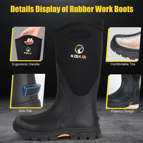 Rubber Boots for Men and Women, Waterproof Insulated Rain Boots, Neoprene Breathable Mud Boots, Outdoor Anti-slip Mens Work
