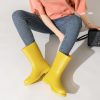 women mid calf rain boots Waterproof Garden Shoes Anti-Slipping Fashion Rubber Out Work rain Shoes