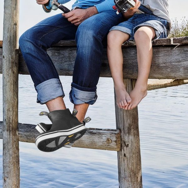 Men's Deck Boots Anti-Slip Saltwater Fishing Rain Boots with Memory Foam, Waterproof Rubber Ankle Work Boots for Sailing (Size