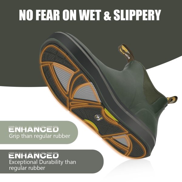 Men's Deck Boots Anti-Slip Saltwater Fishing Rain Boots with Memory Foam, Waterproof Rubber Ankle Work Boots for Sailing (Size