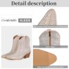 Women Rhinestone Cowboy Boots Glitter Chunky Heel Sparkly Cowgirl Ankle Boots…