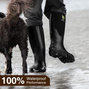 Rubber Boots for Men Multi-Season, Waterproof Rain Boots with Steel Shank, 6mm Neoprene Sturdy Rubber Outdoor Hunting Boots