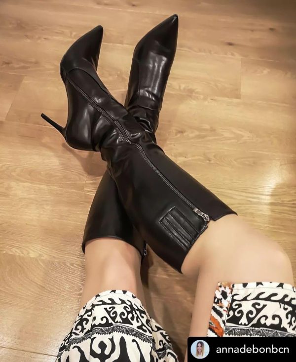 Women's Pointed Toe Under the Knee High Boots Stiletto High Heels