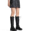 Women's 953 Lace Platform Combat Knee High Boots with Comfort Chunky Heel