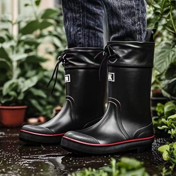 Mens Rain Boots Water boots Waterproof PVC Rubber Boots Outdoor Mud Boots,Comfort Lightweight Mid-Calf Gardening Fishing Shoes