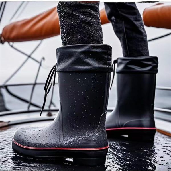 Mens Rain Boots Water boots Waterproof PVC Rubber Boots Outdoor Mud Boots,Comfort Lightweight Mid-Calf Gardening Fishing Shoes