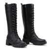 Women's 953 Lace Platform Combat Knee High Boots with Comfort Chunky Heel