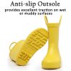 Toddler Rain Boots for Boys and Girls Waterproof Rubber Kids Rain Boots with Easy on Handles All-season