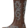 9808 Cowboy Boots for Women Wide Calf, Mid Calf Cowgirl Boots with Low Heel, Western Shoes with Side Zipper