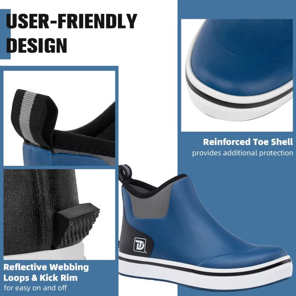 Deck Boots, Waterproof Rubber Fishing Rain Boots, Anti-slip Short Ankle Shoes for Outdoor Fishing Boating, Size 5-14