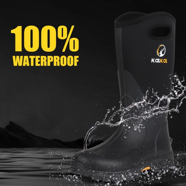 Rubber Boots for Men and Women, Waterproof Insulated Rain Boots, Neoprene Breathable Mud Boots, Outdoor Anti-slip Mens Work