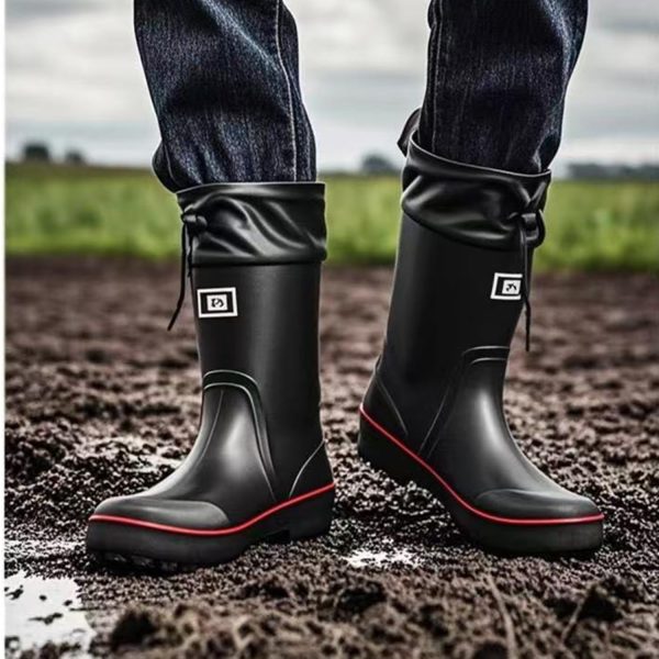 Mens Rain Boots Water boots Waterproof PVC Rubber Boots Outdoor Mud Boots,Comfort Lightweight Mid-Calf Gardening Fishing Shoes