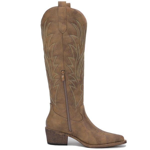Women's The Western Cowboy Cowgirl Embroidered Knee High Boots