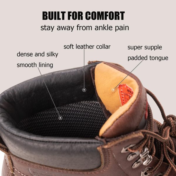 Mens Heavy Duty Soft/Composite/Steel Toe Work Boots for Men-Comfortable,GoodyearWelt,Full Grain Leather,6 in Wedge Moc Toe