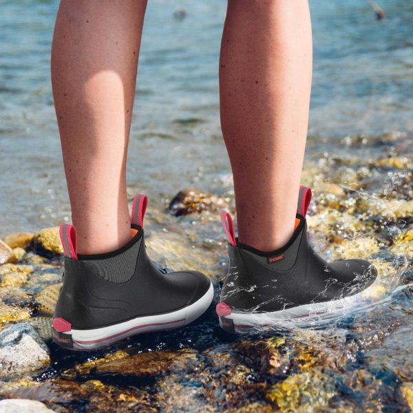 Women's 6 Inch Ankle Deck Boots Waterproof Rain Footwear Rubber Mud Boots for Fishing Gardening Farming