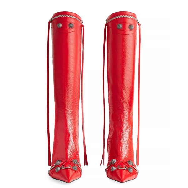 Knee High Boots for Women Fashion Slide Zipper Pointed Toe Stiletto Studded High Heel Rivets Tassel Boots Party Dress Shoes