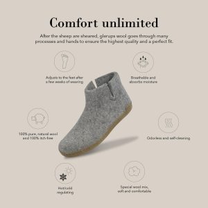 100% quality wool mix Slipper with leather sole - Unisex Slip-on