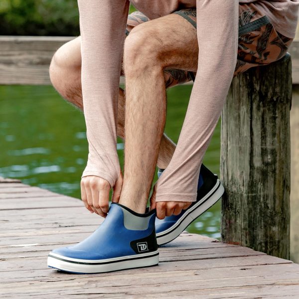 Deck Boots, Waterproof Rubber Fishing Rain Boots, Anti-slip Short Ankle Shoes for Outdoor Fishing Boating, Size 5-14
