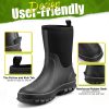 Rubber Boots for Men, 5.5mm Neoprene Insulated Rain Boots with Steel Shank, Waterproof Mid Calf Hunting Boots, Sturdy Rubber