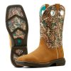 Womens Anthem Myra Graphic Square Toe Pull On Casual Boots Ankle Low Heel 1-2" - Brown