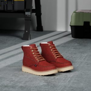 6 in Mens Soft Toe Work Boots for Men-Full Grain Leather,GoodyearWelt,Non-Slip EH Safety Industial Construction Wedge Moc Toe