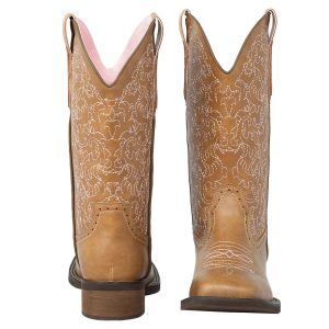Cowboy Boots For Women Wide Square Toe Mid Calf Ladies Western Cowgirl Boots