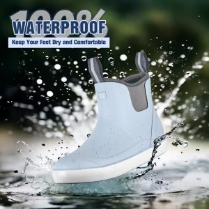 Women's Deck Boots, Anti-slip Ankle Rain Boot for Women Fishing Boots Waterproof Rubber Garden Shoes for Fishing, Farming &