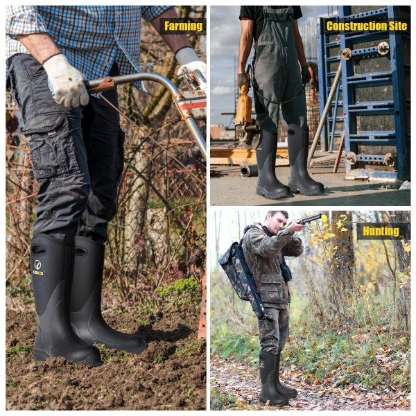 Rubber Boots for Men and Women, Waterproof Insulated Rain Boots, Neoprene Breathable Mud Boots, Outdoor Anti-slip Mens Work