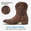 Women's Cowboy Boots Short Cowgirl Ankle Boots Western 9805 Booties Square Toe with Zipper