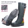 Rain Boots for Women, Waterproof Ladies Tall Knee High Rubber boots,Comfort Garden Boots Anti-Slip Mid Heel Women Rain Shoes
