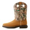 Womens Anthem Myra Graphic Square Toe Pull On Casual Boots Ankle Low Heel 1-2" - Brown