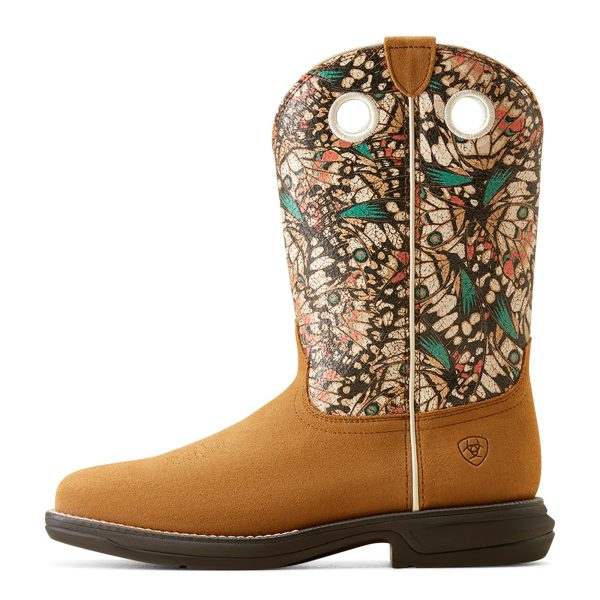 Womens Anthem Myra Graphic Square Toe Pull On Casual Boots Ankle Low Heel 1-2" - Brown