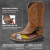 NINGO Men's Western Cowboy Boots Waterproof Square Toe Steel/Soft Toe Work Boots Comfortable Men's Slip On Pull On Safety Toe