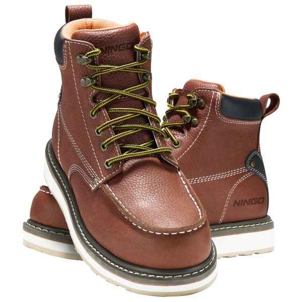 NINGO Work Boots for Men Steel/Soft Toe Boots, 6” Waterproof Slip Resistant Industrial & Construction Work Boots, Composite Toe