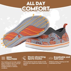 Women's Deck Shoes Waterproof Rain Shoes Breathable Non-slip Rubber Rain Boots Low Cut Design for Outdoor Fishing Gardening