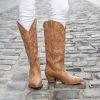 Cowboy Boots for Women Cowgirl Boots Embroidered Knee-High Western Boots Pointy Toe with Chunky Heel